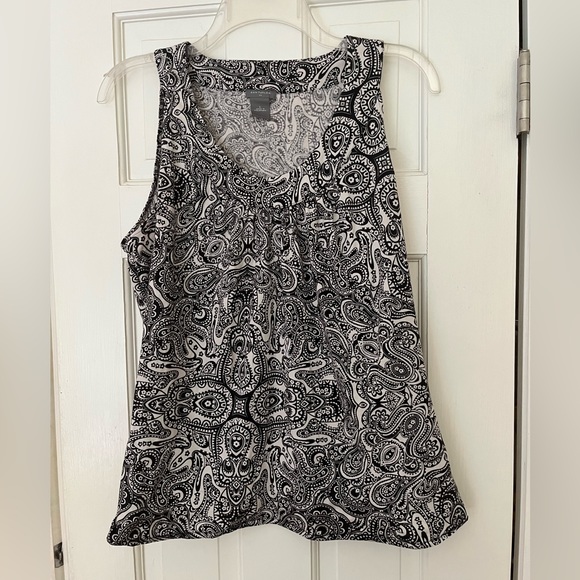 Ann Taylor Tops - Ann Taylor black and white paisley tank size large